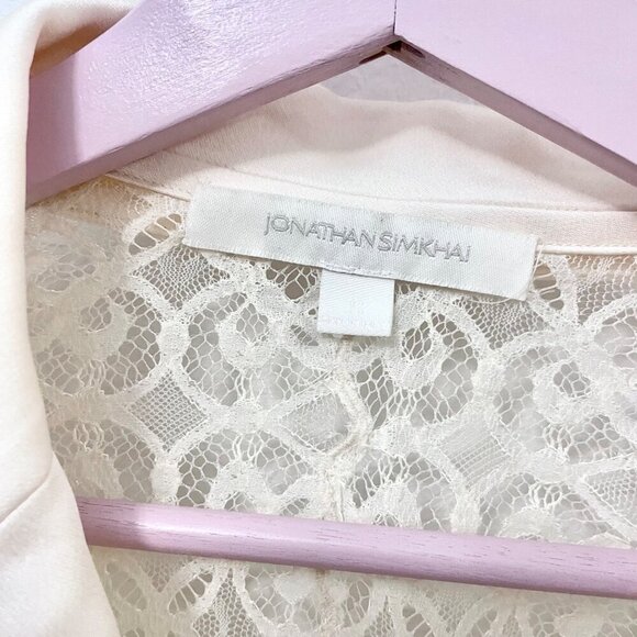 JONATHAN SIMKHAI Janice Lace Long Sleeve Button Front Shirt Ivory Size S - Picture 5 of 10